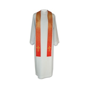 Priest Stoel golden-orange brocade, Chasuble Stole, Stole for Priest, Catholic Stole, Liturgical Stole.