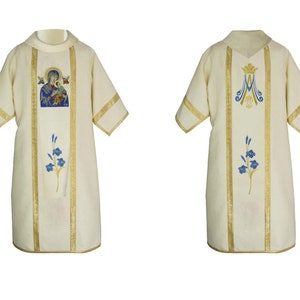 Marian &quot;Our Lady of Perpetual Help&quot;, Deacon Dalmatic, Catholic Dalmatic, Liturgical Dalmatic, Vestments for Priest, Catholic Chasuble,