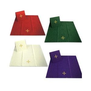 Full Set, Burse and Chalice Veil Set, Accessory for the Celebration, colors  set white, green, purple, red,