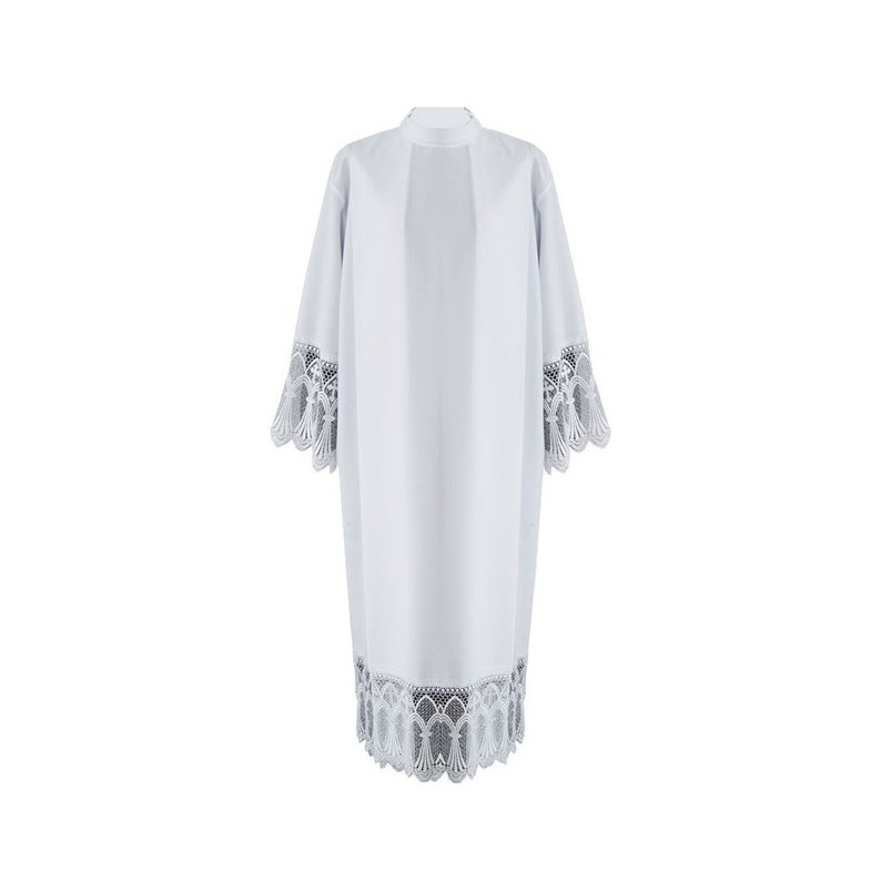 Traditional Priest Alb with pleats, White Alb, Albs for Priest, Catholic Alb, Liturgical Albs, Liturgical Vestments Albs, Exclusive Albs. image 1