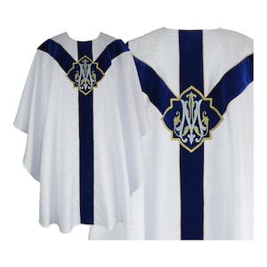 Vestments Marian -Marian semi gothic Chasuble with a matching inner stole, Vestments for Priest, Catholic Vestments, Liturgical Chasuble.