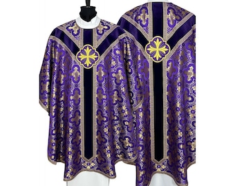 Semi-gothic chasuble with and a matching dalmatic, a priest stole- Semi Gothic style Chasuble with a matching Stole,