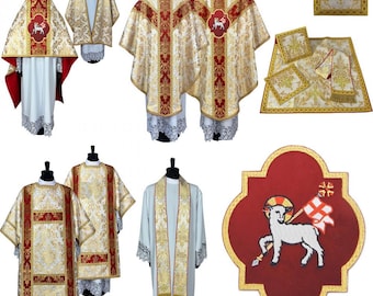Solemn set chasuble with a priest stole- Semi Gothic style Chasuble with a matching Stole, Vestments for Priest, Catholic Vestments. Gift