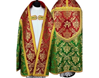 Roman style Cope with a stole, Cope Chasuble, Vestments for Priest, Catholic Vestments, Liturgical Chasuble, Priest Gift Pastor