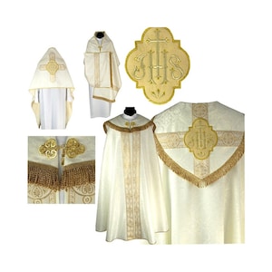 Cope and veil with, Vestments for Priest, Catholic Vestments, Liturgical Chasuble, Liturgical Cope, Pastor Gift, Cope for Ordination. image 1