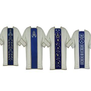 Marian Dalmatic with a deacon stole, Deacon Dalmatict, Catholic Dalmatic, Liturgical Dalmatic, Vestments for Priest, Catholic Chasuble,