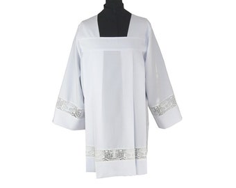 Priest Surplice ,White Alb, Albs for Priest, Catholic Alb, Liturgical Albs, Exclusive Albs, Clergy Gift, Pastor Gift, Ordination Gift.