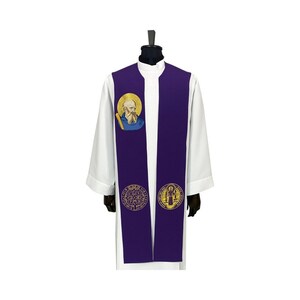St. Benedict, Chasuble Stole, Stole for Priest, Catholic Stole, Liturgical Stole.