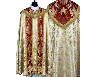 Gothic style cope with a matching stole - Cope for Priest, Cope Vestment, Vestments for Priest, Catholic Vestments, Liturgical Chasuble,