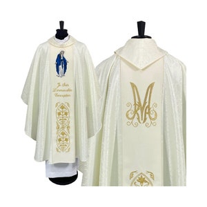 Marian style chasuble -Chasuble, Ecry Chasuble, Vestments for Priest, Catholic Vestments, Liturgical Chasuble, Priest chasuble, Priest gift