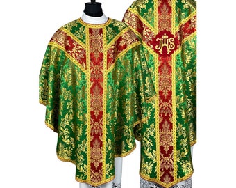 Semi-gothic chasuble with a priest stole- Semi Gothic style Chasuble with a matching Stole, Vestments for Priest, Catholic Vestments. Gift