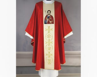 Red Gothic Dalmatic with St. Thomas Embroidery