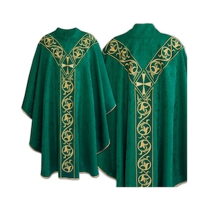 Semi Gothic style Chasuble with a matching stole, Vestments for Priest, Liturgical Chasuble, Pastor Gift, Chasuble for Ordination.