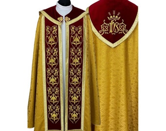 Gothic style cope with a matching stole - Cope for Priest, Cope Vestment, Vestments for Priest, Catholic Vestments, Liturgical Chasuble,