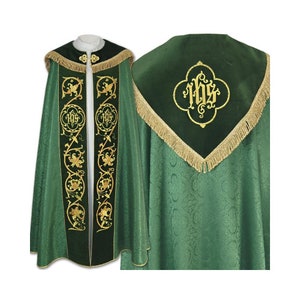Gothic style Cope with a matching stole, Green Cope, Copes for Priest, Catholic Copes, Liturgical Copes.