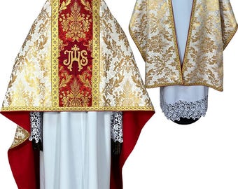 Golden Brocade Humeral Veil, Priest Vestments, Liturgical Chasuble, Pastor Gift