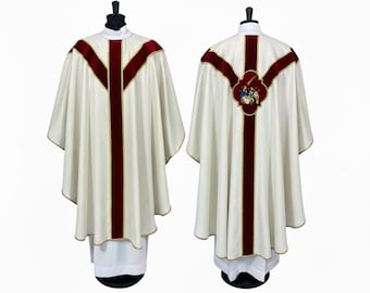 Vestment Nativity Scene- Gothic style Chasuble with a matching stole, Vestments for Priest, Catholic Vestments, Liturgical Chasuble