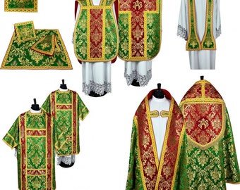 Solemn set chasuble with a priest stole- Semi Gothic style Chasuble with a matching Stole, Vestments for Priest, Catholic Vestments. Gift