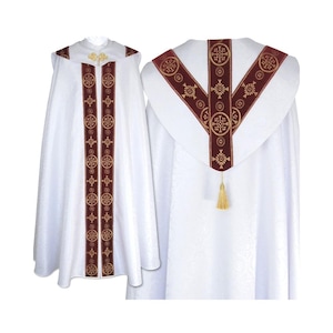 Semi-gothic style Cope with a matching stole,and Humeral Veil, Vestments, Liturgical Chasuble.