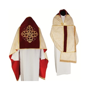 Humeral Veil - golden rosette, Vestments for Priest, Liturgical Chasuble, Pastor Gift, Velum Humerale, Cope and humeral veil