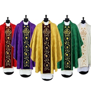 Gothic style Chasuble with a matching stole, Vestments for Priest, Catholic Vestments, Liturgical Chasuble, Priest gift, All Color Chasubles