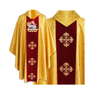 Gotische Chasuble ""Lamm Gottes"" mit passender Stola, Gewänder für Priester, katholische Gewänder, liturgische Chasuble."