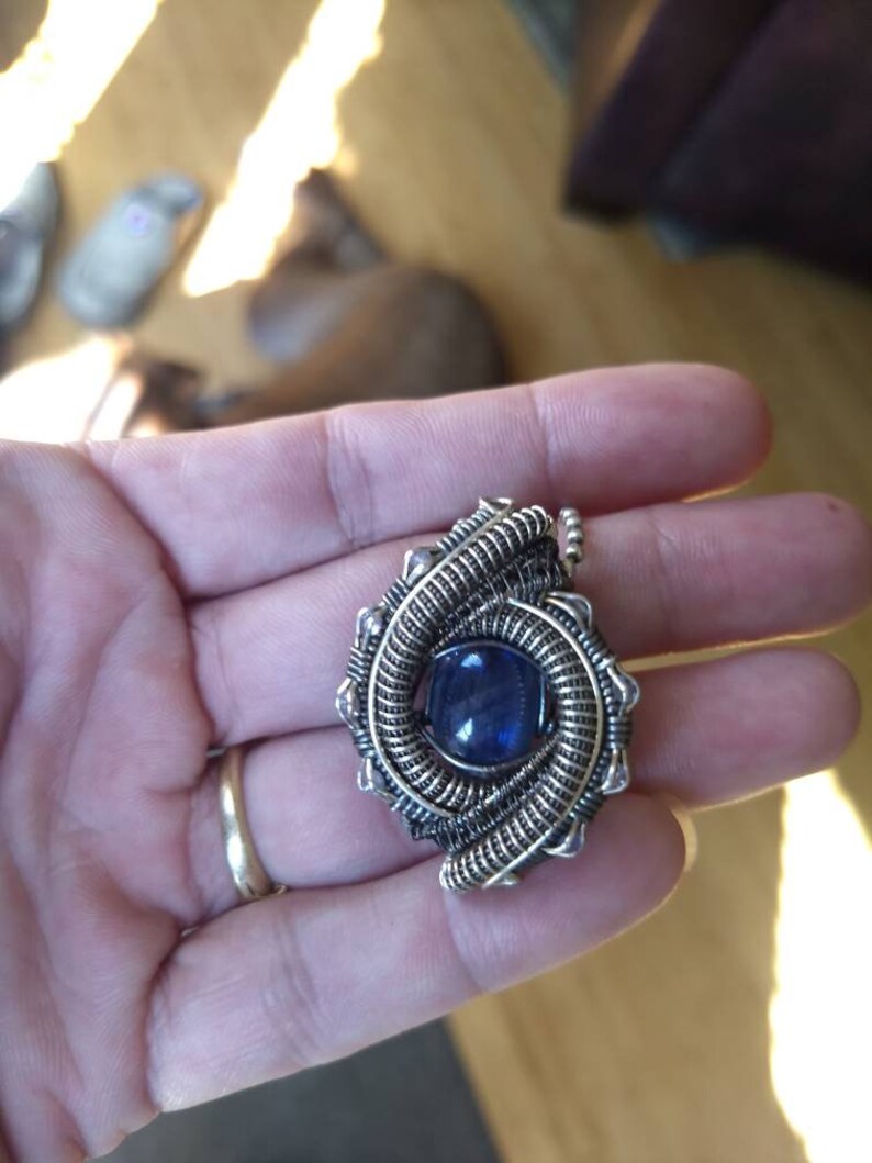 Kyanite Gift Tanzanite Handmade Wire Wrapped Sterling Silver Pendant
