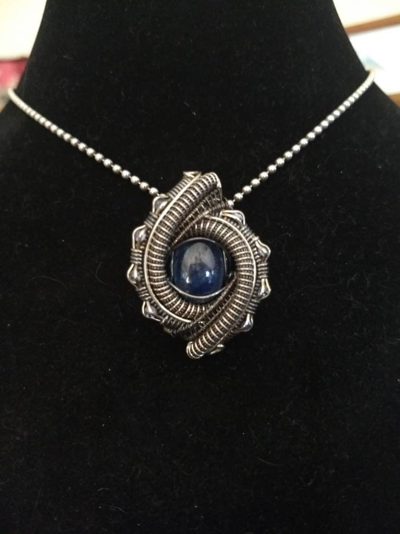 Kyanite Gift Tanzanite Handmade Wire Wrapped Sterling Silver Pendant