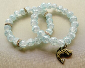 Crystal Waters Bracelet Duo w/ Fish Charm
