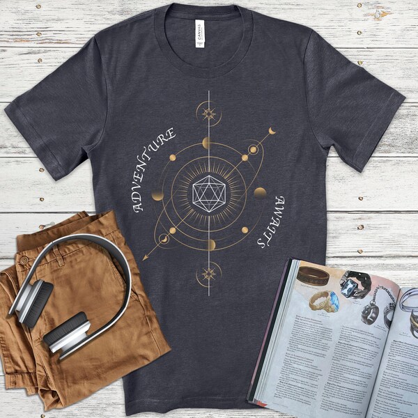 Geometrisches Dungeons and Dragons Shirt| Minimal D20| Polyeder würfel| Minimalistischer D&D | Dungeon Master (dm) Geschenke | Einzigartiges DnD Shirt