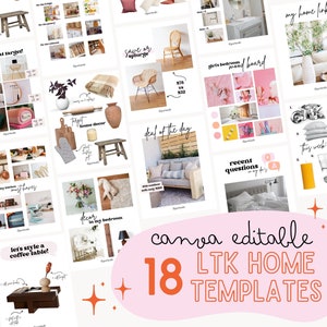 18 LTK Home Templates - Minimal - Edit in Canva - Canva Template - LikeToKnow.it Template - Like To Know It - Instagram - Pinterest - Blog