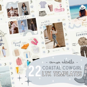 22 LTK Coastal Cowgirl Inspired Templates - Edit In Canva - Canva Template - Like To Know It Template - Instagram - Pinterest - Blog