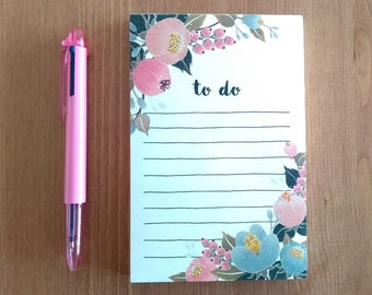 To Do Notepad Flower List Lined
