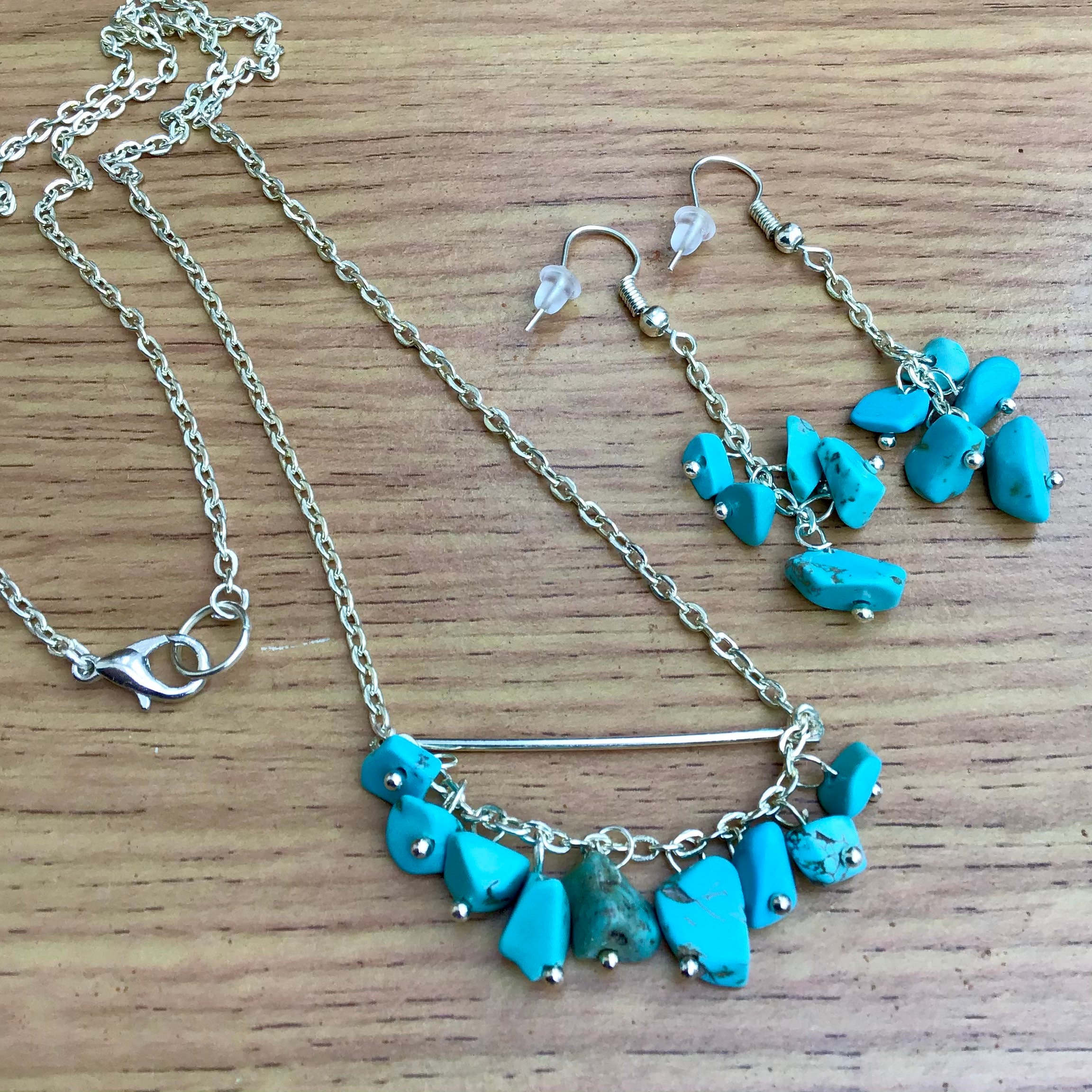 Blue Turquoise Gemstone Chip Necklace Turquoise Necklace and Etsy