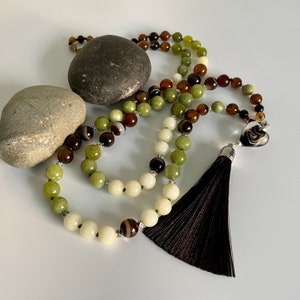 Colar de borla de ágata: colar de contas mala boho feito à mão