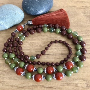 Long Beaded Tassel Necklace: Brown Boho Style Necklace