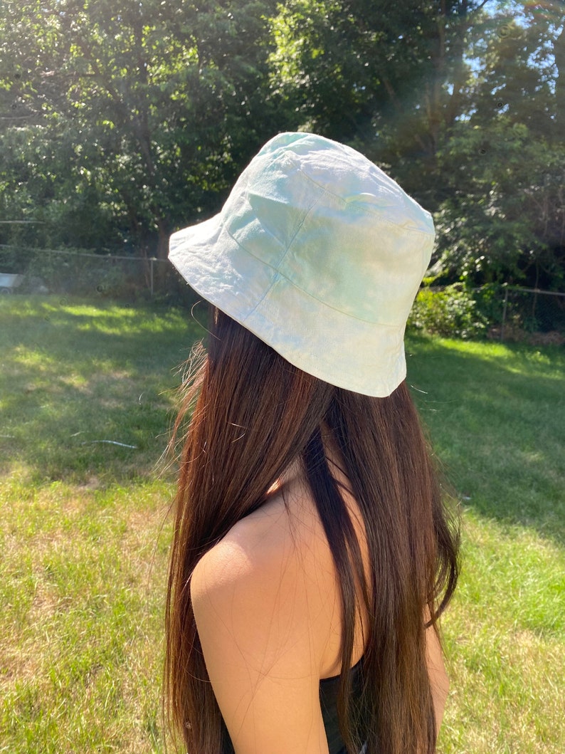 Bucket Hat/Mint/Handmade/Bleach dyed Etsy