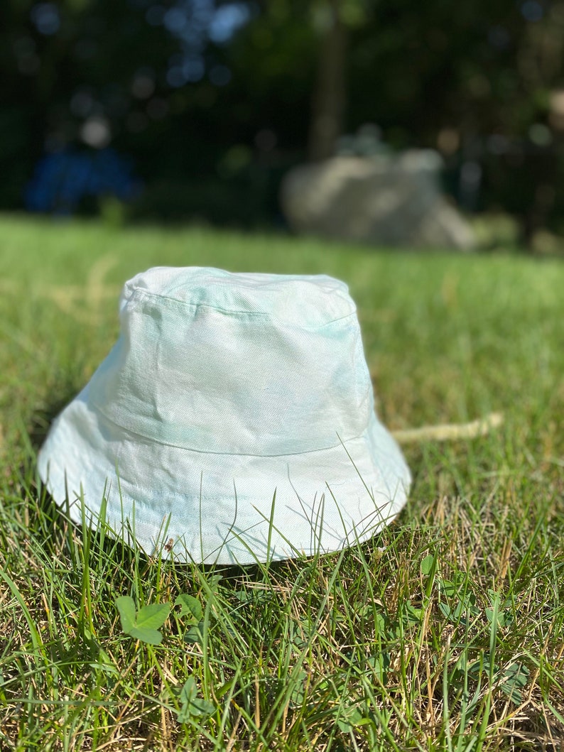 Bucket Hat/Mint/Handmade/Bleach dyed Etsy