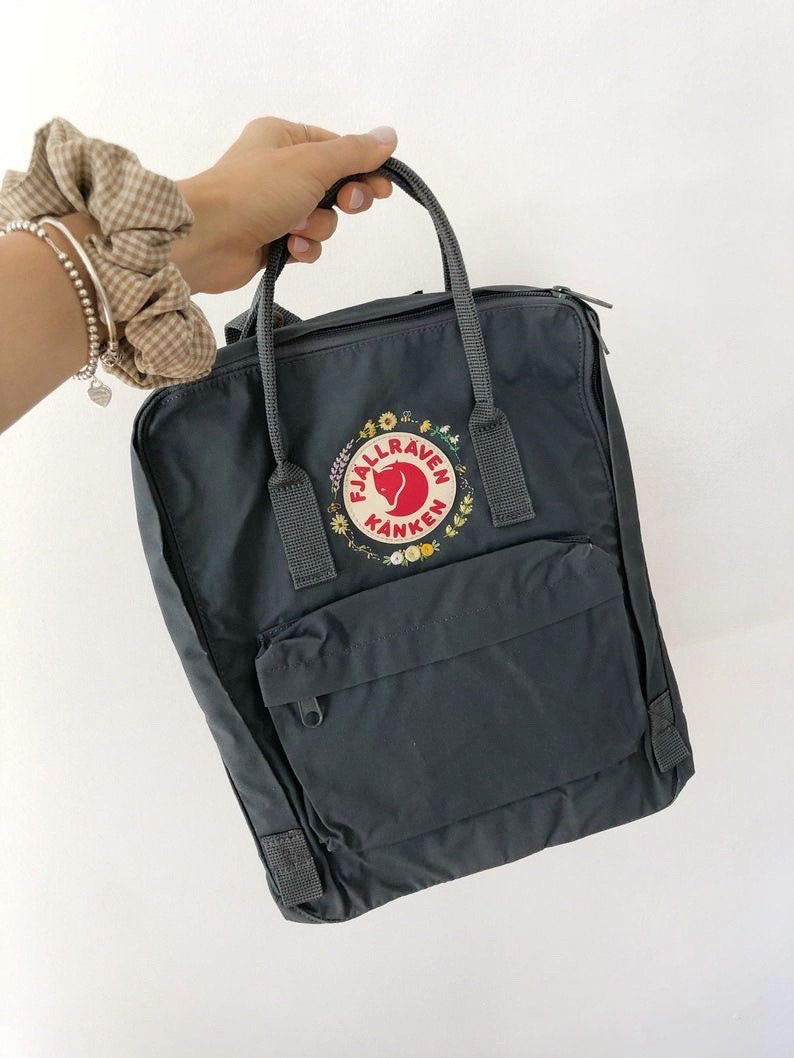 Fjallraven Kanken graphite Embroidered Backpack Etsy