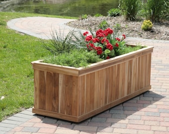 Large Teak Planter Box | FSC Certified Sustainable Wood | Outdoor Garden Decor | Multiple Sizes Available