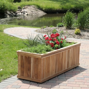 Large Teak Planter Box | FSC Certified Sustainable Wood | Outdoor Garden Decor | Multiple Sizes Available