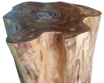 Sanded Spanish Oak Table Base: Reforested Wood Stump