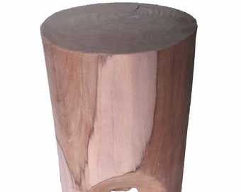 Teak Wood Table Base: Round Reclaimed Stump, 3-Legged Stand