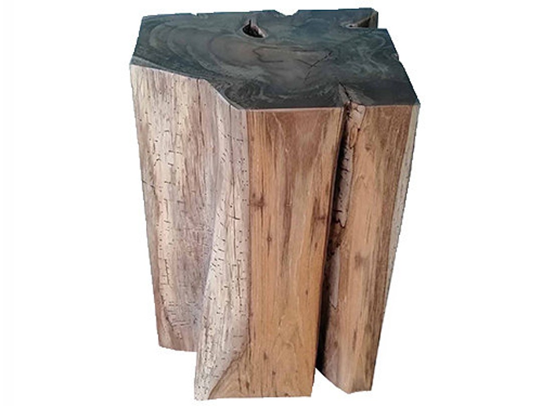 Teak Wood Table Base, Squared Reclaimed Stump, Coffee Table, Stool