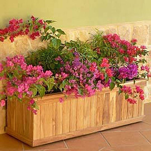 36" inches long x 16" x 16"  teak planter, no liner needed-just add soil, drainage holes, raised feet, great for gardening, planting food