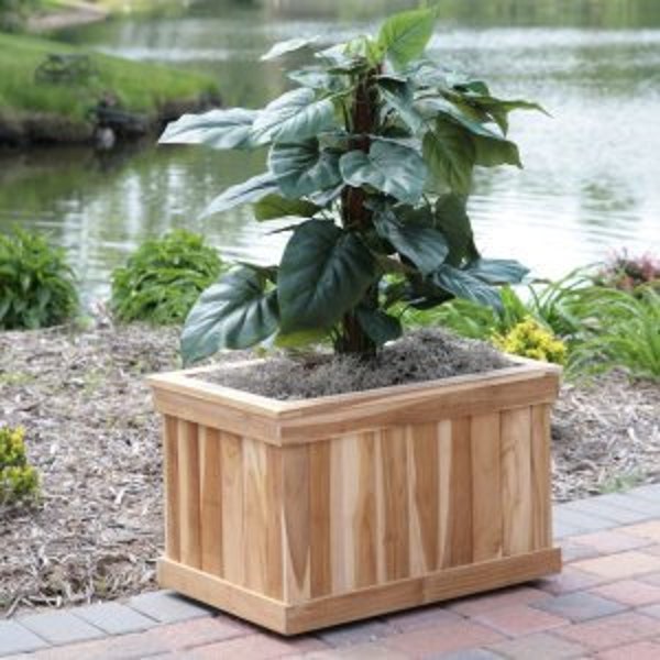 24" inches long x 16" x 16"  teak planter, no liner needed-just add soil, drainage holes, raised feet, great for gardening, planting food