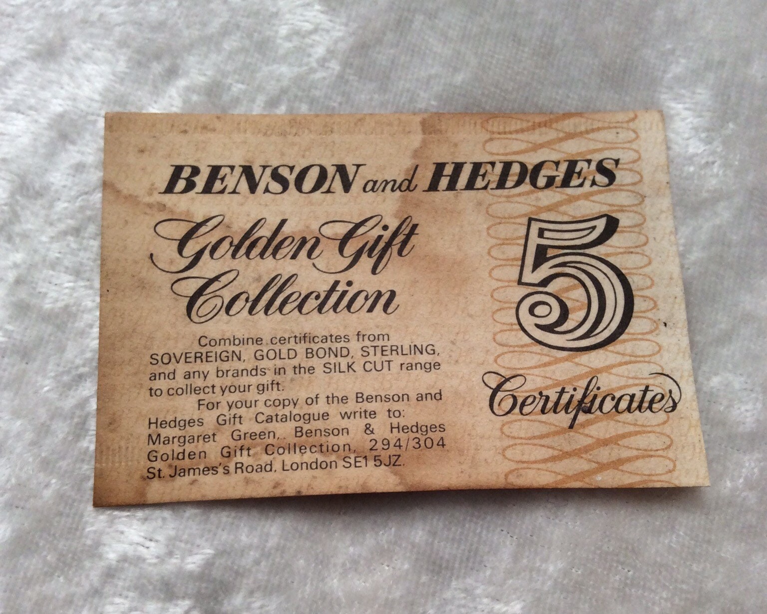 Benson and Hedges Vintage Cigarette Coupon Golden Gift Etsy