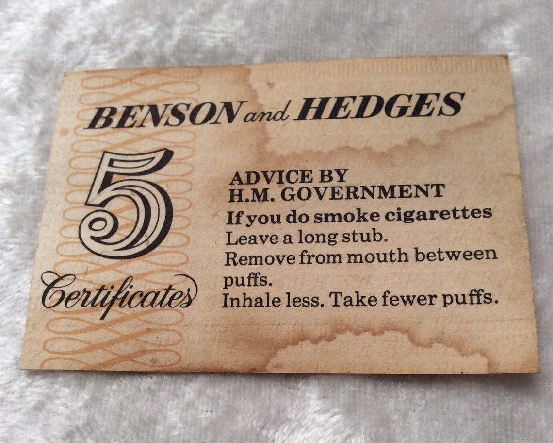 Benson and Hedges Vintage Cigarette Coupon Golden Gift Etsy