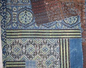 Vintage Beautiful Reversible Twin Size Quilt Indian Block Print Throw