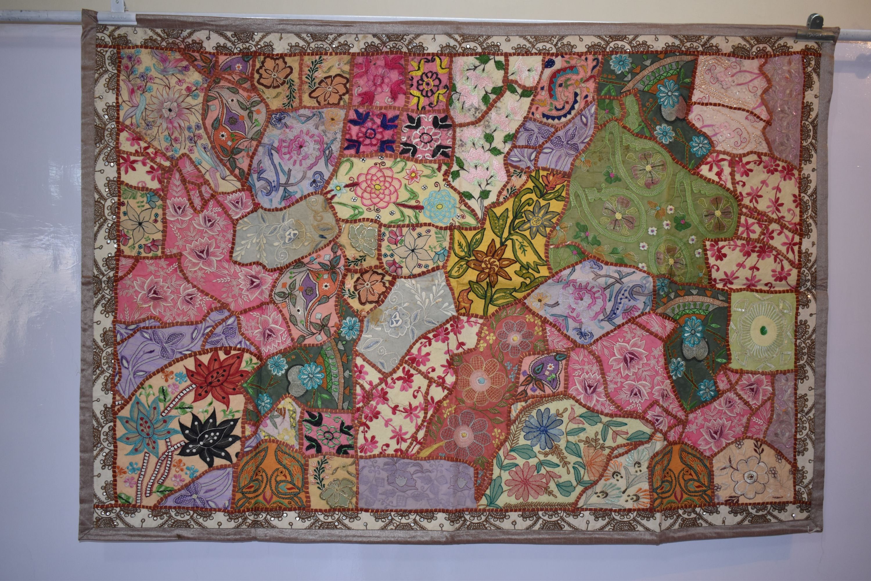 Wall tapestry Indian patchwork wall hanging vintage sari Etsy